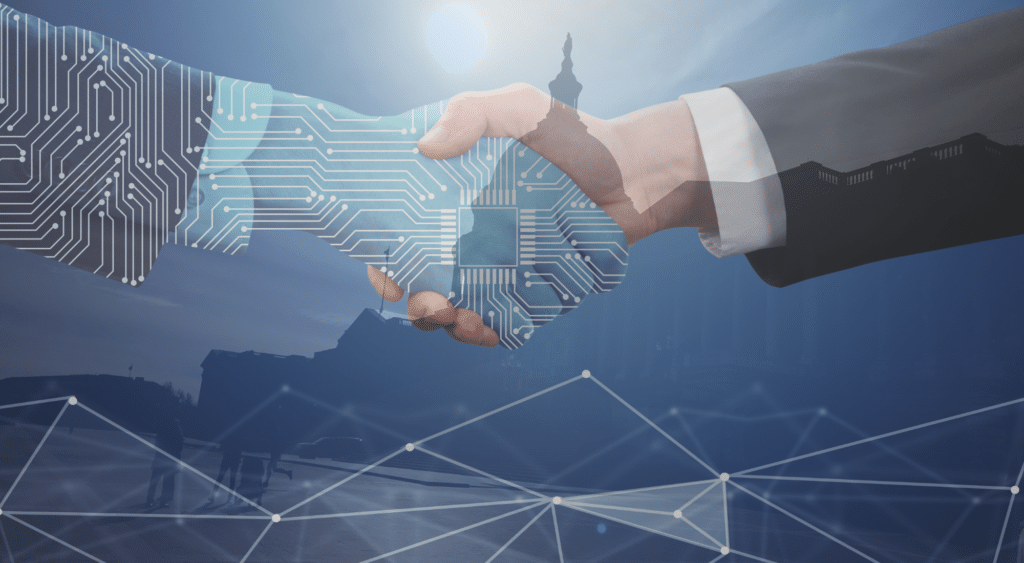 Winning Federal Contracts: Find and Secure the Best Opportunities – Business handshake in front of the U.S. Capitol, symbolizing AI-driven federal procurement success.