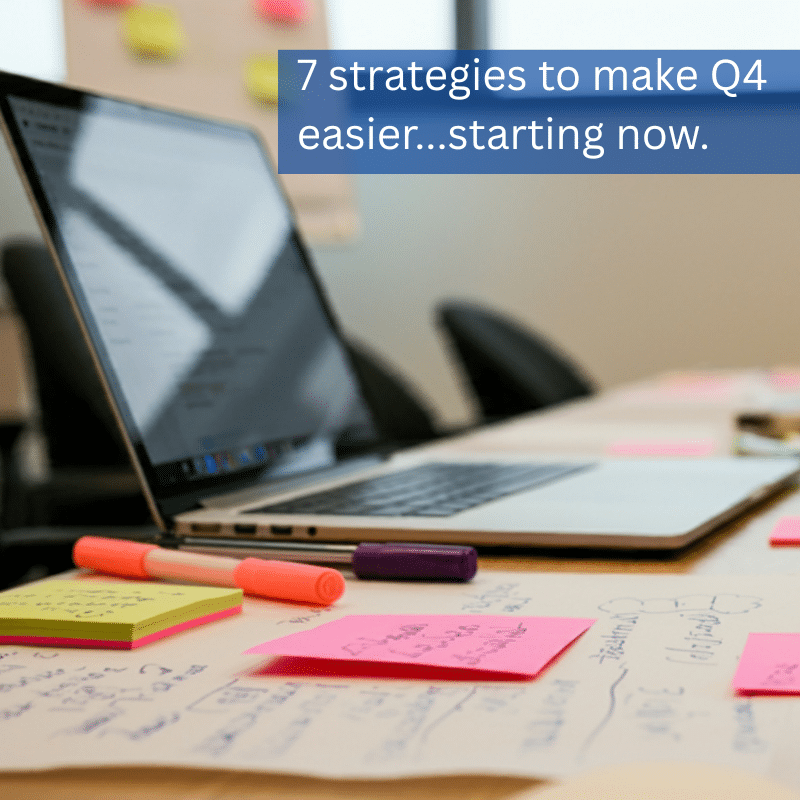Planning Federal Q4 Strategy with Sticky Notes and Laptop
