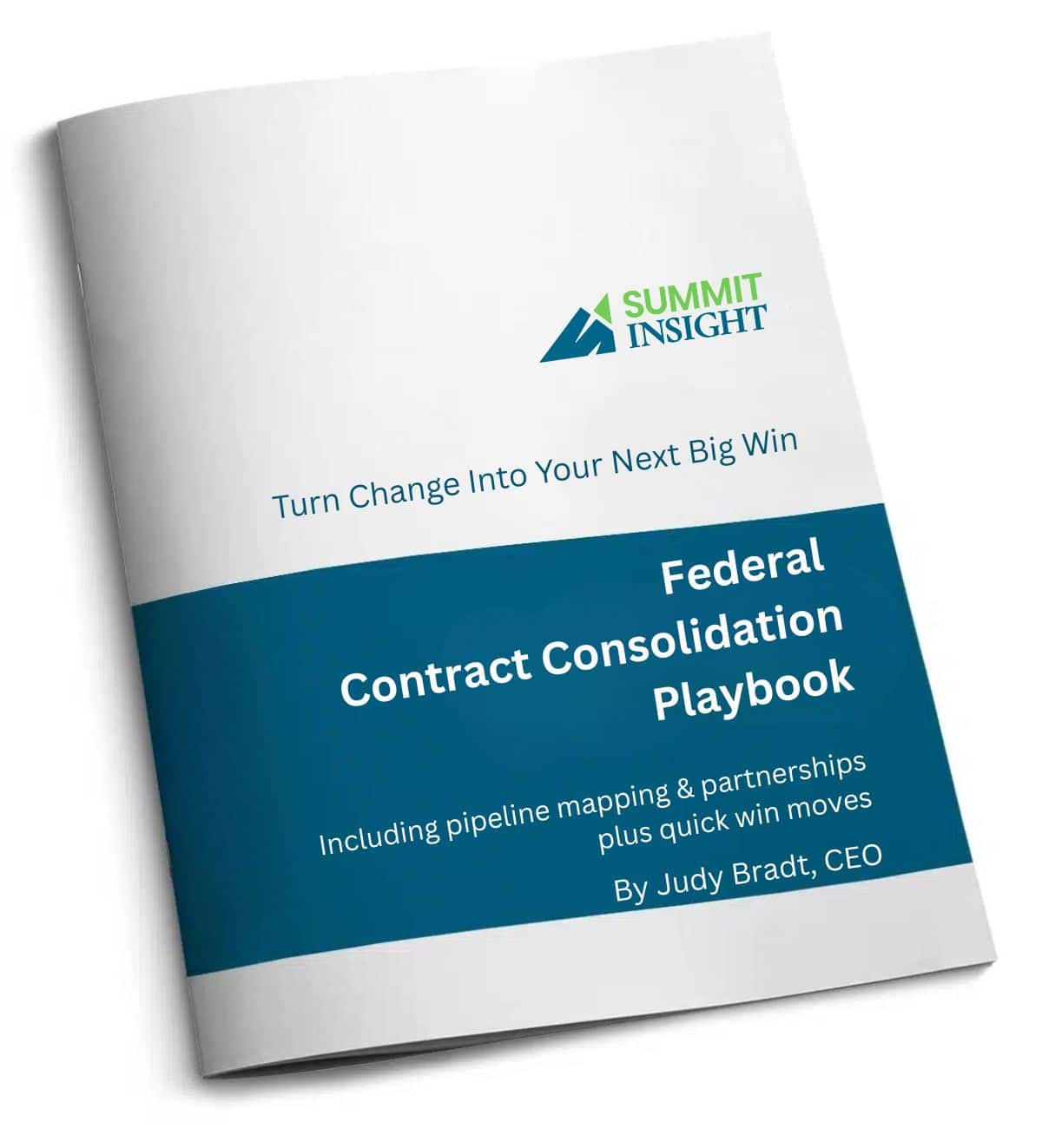 Cover of the Federal Contract Consolidation Playbook with tagline “Turn Change Into Your Next Big Win”