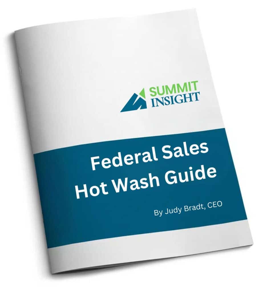 Cover of the Federal Sales Hot Wash Guide by Summit Insight, showing strategies to review past performance and plan the year ahead.