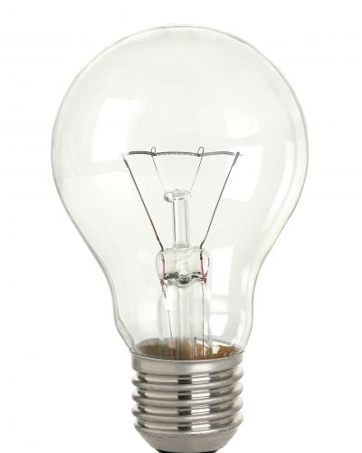 macro of lightbulb isolated on white